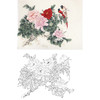 陈军工笔花鸟白描底稿-牡丹-斗方小品册页-多种白描尺寸可选 CJ55 商品缩略图0