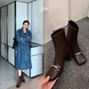 上海旗袍厂HFE-N610-F3151          秋冬新款纯色真皮方头粗跟时装靴后拉链气质淑女短筒靴 商品缩略图2
