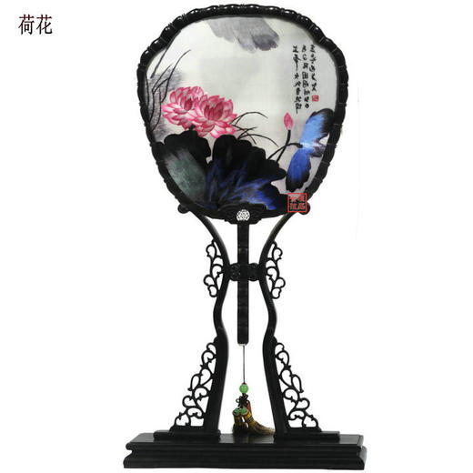 凯崎湘绣 精品双面绣 宫廷扇 复古宫扇摆件 纯手工刺绣古风礼品 送老外中国特色 玉兰家居摆件 商品图2
