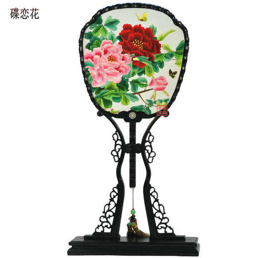 凯崎湘绣 精品双面绣 宫廷扇 复古宫扇摆件 纯手工刺绣古风礼品 送老外中国特色 玉兰家居摆件 商品图1