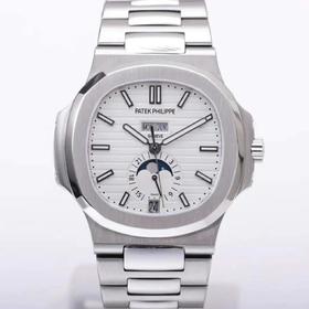 V9百达fei丽运动优雅Nautilus鹦鹉螺系列5726，40.5×11.3mm。实现了真月相、日星月等所有功能，自动机械机芯，男士腕表，精钢表带，透底