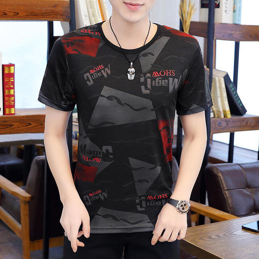 QS-BTS1871男士冰丝短袖t恤夏新款2020修身潮流大码衣服 商品图3