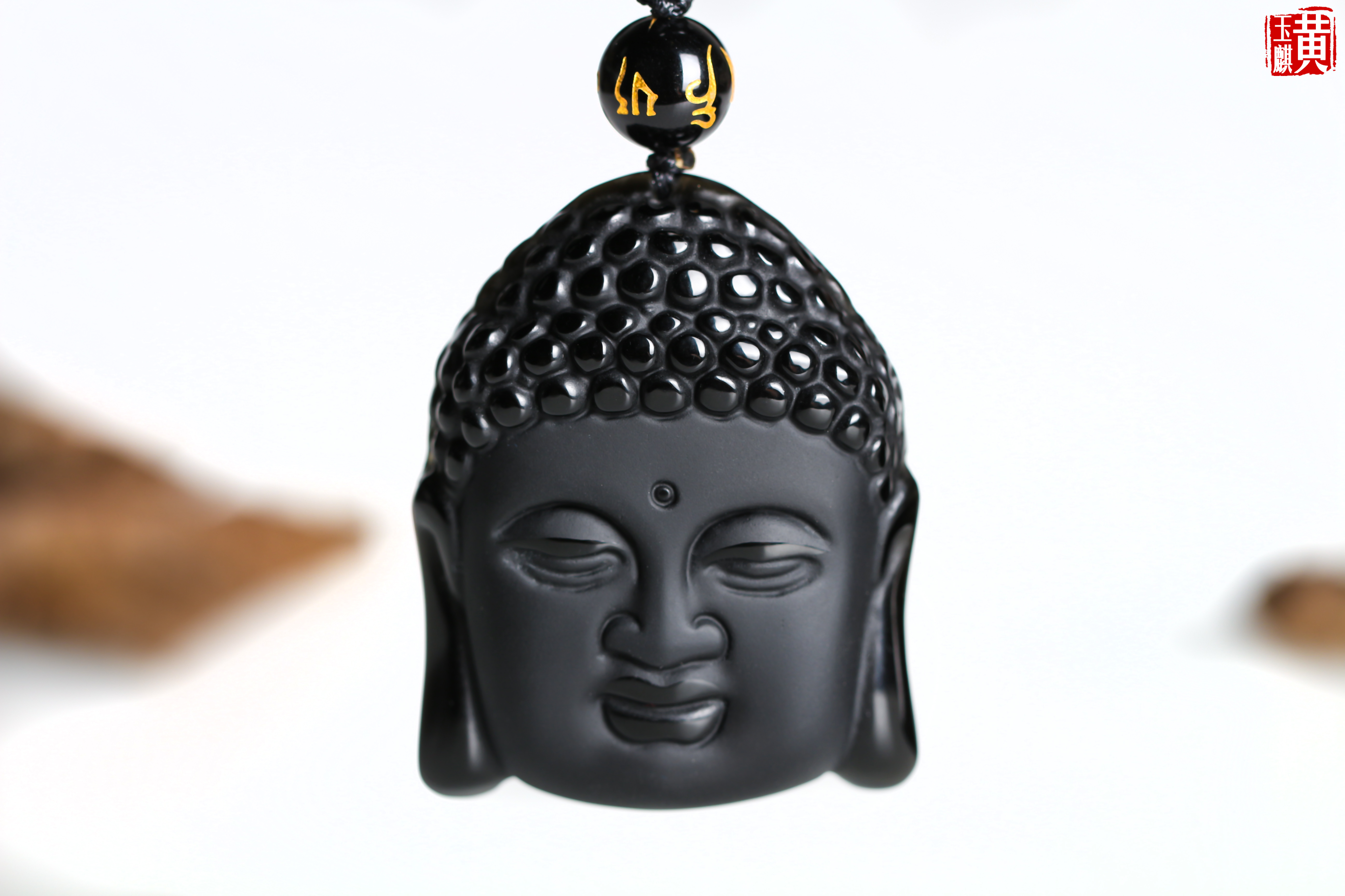 【大日如来】天然黑曜石精雕吊坠，配精美编制挂绳 赠证书
