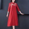QSYR-160新款妈妈装中国风刺绣禅意茶服减龄旗袍裙 商品缩略图3