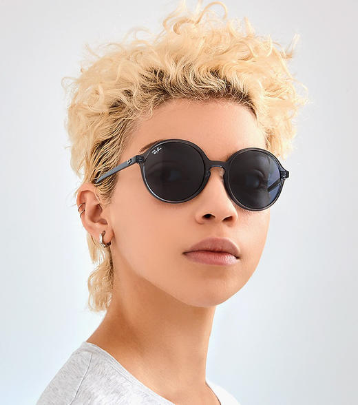 雷朋RB4304-1280复古太阳镜男女同款透明灰色框深灰色镜片 商品图6