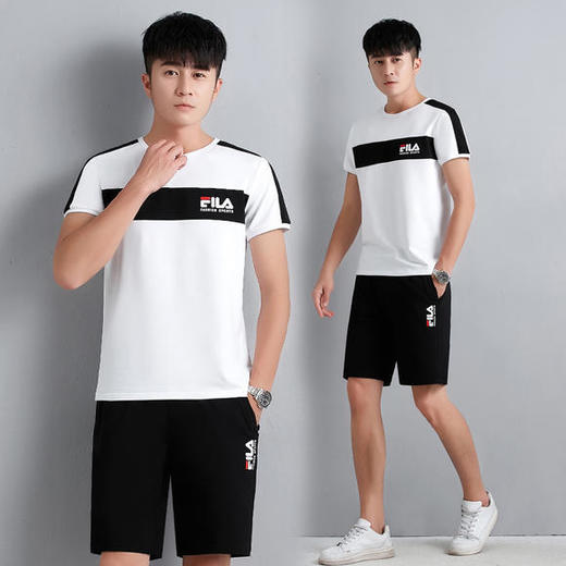 SP-1617802新款潮流时尚宽松短袖短裤休闲运动两件套 商品图3