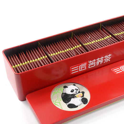 三匠蜀锦熊猫黑苦荞全胚芽茶300g铁盒装（买一送一） 商品图1