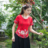 HYK-F6542民族风绣花t恤夏季短袖新款修身圆领棉混纺上衣 商品缩略图2