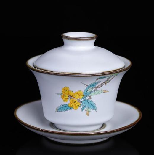 汝窑三才盖碗茶杯泡茶大号单个复古陶瓷茶具功夫茶碗月白色家用 商品图2
