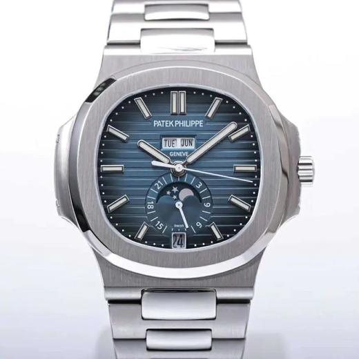 V9百达fei丽运动优雅Nautilus鹦鹉螺系列5726，40.5×11.3mm。实现了真月相、日星月等所有功能，自动机械机芯，男士腕表，精钢表带，透底 商品图0