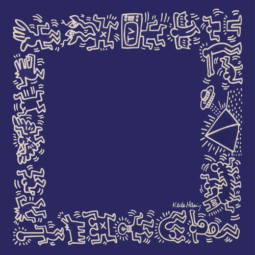 【设计师联名】80支棉印花55x55cm小方巾（Keith Haring街头绘画艺术家作品） 商品图0