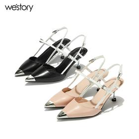 westory高跟一字带凉鞋百搭W282H60291