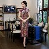 BJ-8003高贵优雅，烧花丝绒立领斜襟短袖婚宴礼服改良旗袍 商品缩略图0