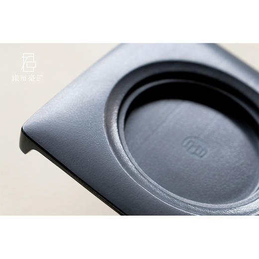 缘石台/小厝/壶承干泡盘 玉檀砚+手编铜 小茶盘16*16*2cm 商品图4