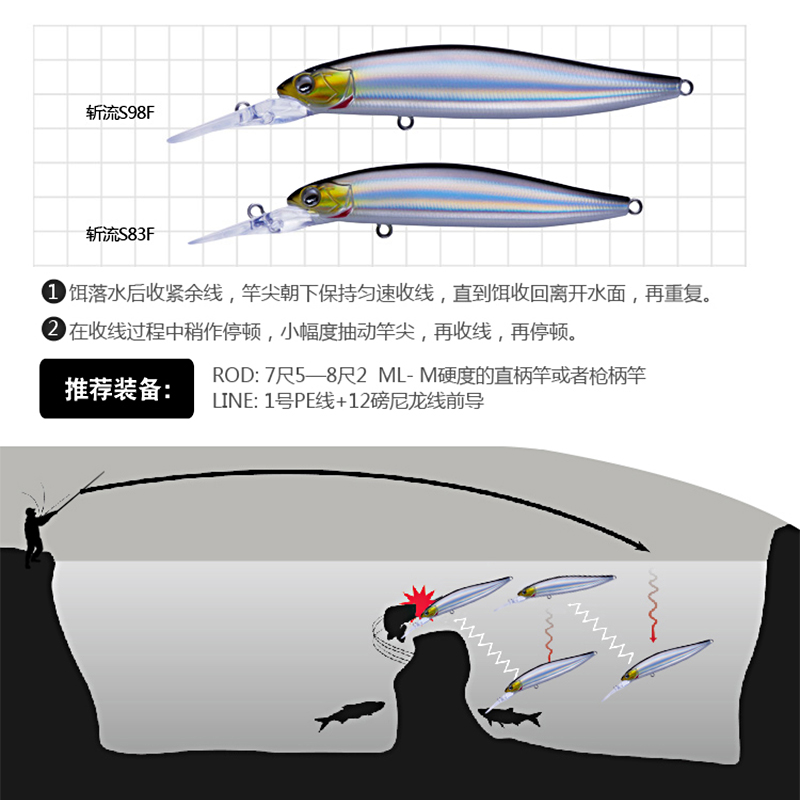 ewe美夏斩流14g浮水米诺深潜远投路亚饵翘嘴鲈鱼鳜鱼