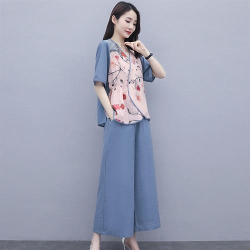HR-YRN9937复古中国风，时尚印花两件套 商品图2
