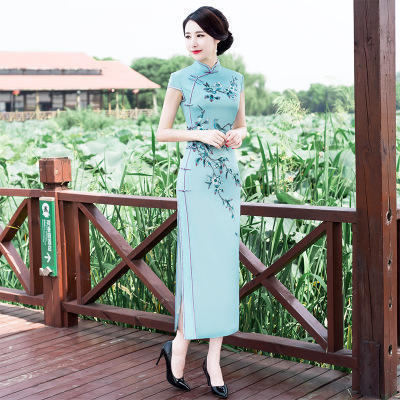 YO-003长款日常修身显瘦气质优雅演出走秀大码旗袍 商品图1