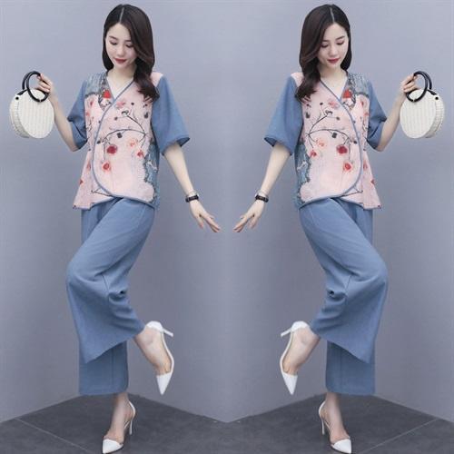 HR-YRN9937复古中国风，时尚印花两件套 商品图3