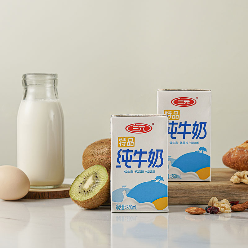 三元特品小方白全脂牛奶250ml*24盒