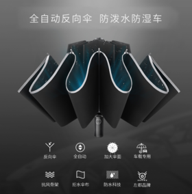 【轻生活精选】1秒开合，不湿身，不湿座，能抗台风，夜间出行还带反光警示条！ 