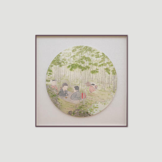 贾宽艺术复制画《竹语间》/画芯尺寸75*75cm/已装框 商品图1