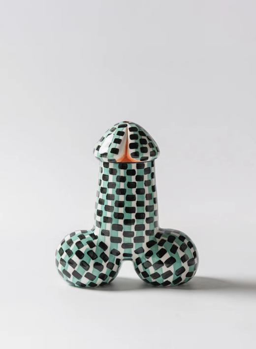 Yezi/ 艺术家手作器物Dick花器 绿黑格 商品图0