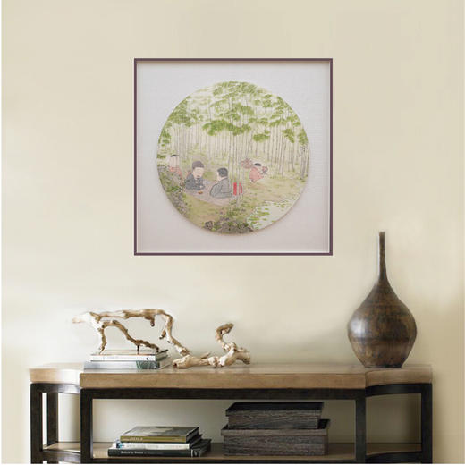贾宽艺术复制画《竹语间》/画芯尺寸75*75cm/已装框 商品图0