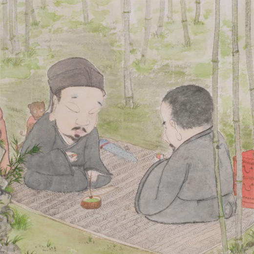 贾宽艺术复制画《竹语间》/画芯尺寸75*75cm/已装框 商品图2