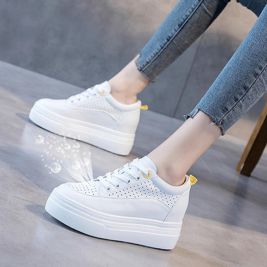 LM-L1700百搭低帮透气厚底松糕休闲鞋内增高小白鞋 商品图2