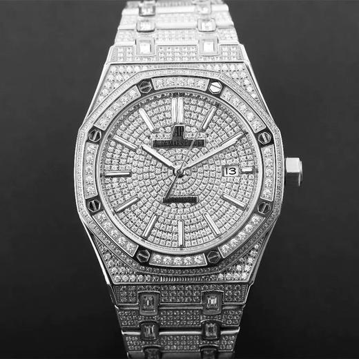 TZ爱bi皇家橡树15452男装满天星钻表新款，区别老款，手工镶嵌1000多颗莫桑钻，搭载进口9015机芯改原装3120机芯，尺寸41X10mm，蓝宝石镜面 商品图0