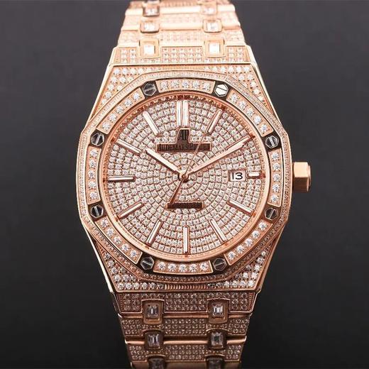 TZ爱bi皇家橡树15452男装满天星钻表新款，区别老款，手工镶嵌1000多颗莫桑钻，搭载进口9015机芯改原装3120机芯，尺寸41X10mm，蓝宝石镜面，男士腕表 商品图0