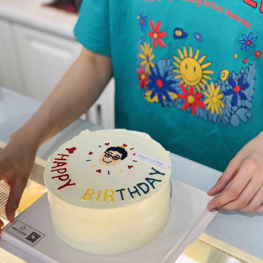手绘简笔画头像ins 风奶油生日蛋糕 商品图0