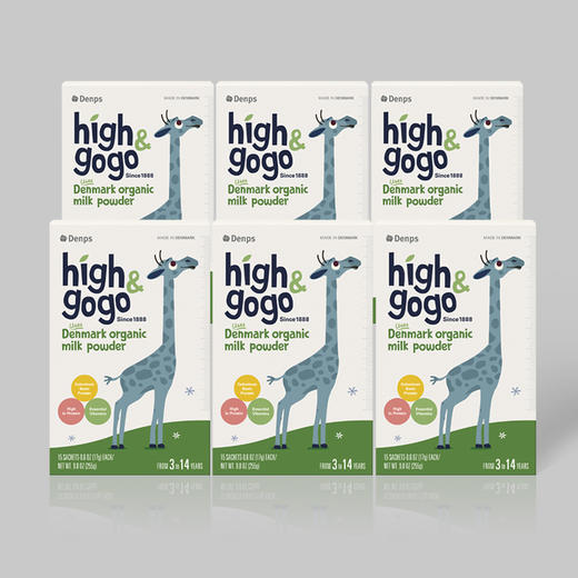 【成长奶粉】Denps丹普斯进口high&gogo长高高儿童学生成长CBP有机牛奶粉6盒装 商品图0