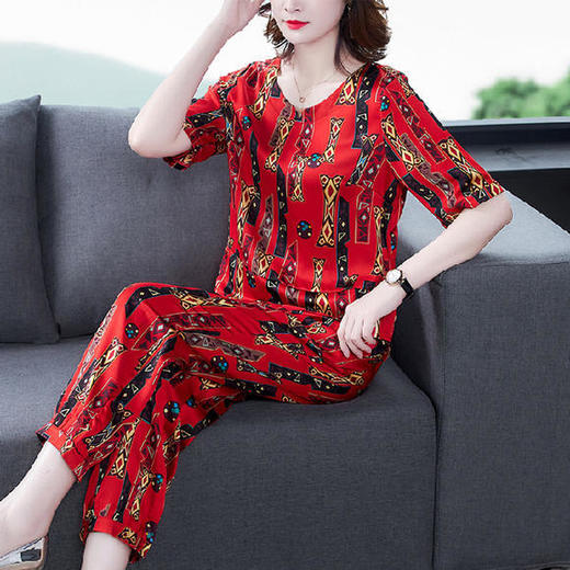 AHM-lry2081时尚休闲短袖大码九分裤两件套 商品图3