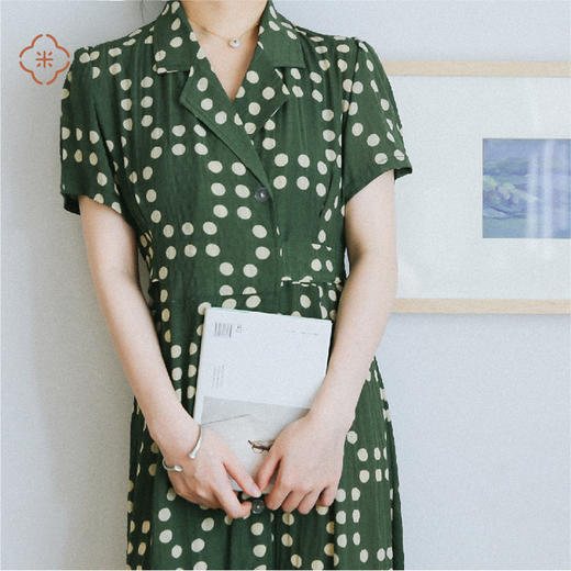 米马成衣 复古苏联布拉吉绿色波点连衣裙 特别适合梨形身材同学 商品图1