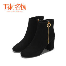 西村名物高跟圆头时尚优雅新潮女靴X274S43071