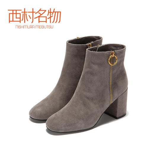 西村名物高跟圆头时尚优雅新潮女靴X274S43071 商品图1