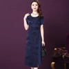 WXY-MXMZ-030Y新款时尚优雅气质圆领桑蚕丝刺绣连衣裙 商品缩略图0