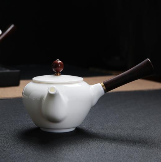 【茶具】*羊脂玉瓷茶壶白瓷侧把壶泡茶器礼品功夫茶具陶瓷套装单壶 商品图0