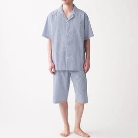 无印良品MuJi夏季薄款短袖无侧缝睡衣套装泡泡纱官网售价349元 正品保真