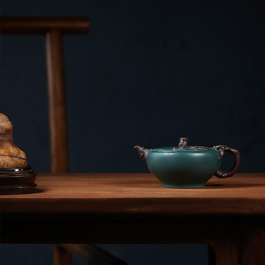 龙德堂陶艺 徐飞制《双色梅竹》苏门答腊青、紫泥 320cc(库存请咨询客服) 商品图0