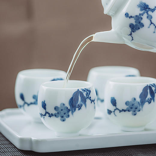 整套功夫茶具套装景德镇家用中式手绘青花瓷复古陶瓷茶杯茶壶茶盘
