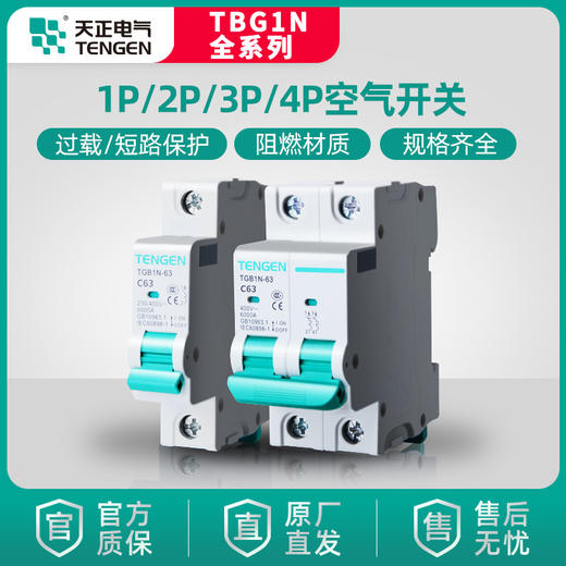 天正电气tgb1nd型125系列空气开关dz47小型断路器1p2p空开3p电闸63a