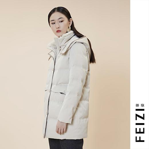 菲姿/feizi 奶茶色连帽羽绒服0w934
