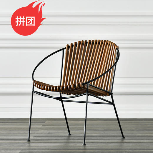 北欧乡村进口东南亚 Living room实木铁艺餐椅休闲围椅 商品图0