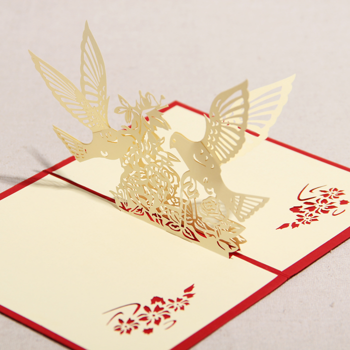 幸福蜂鸟3D立体贺卡 礼道创意感恩祝福新年圣