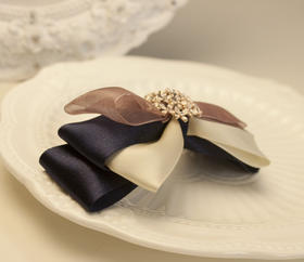 casmon卡诗蔓韩国进口金丝带手工蝴蝶结高档发夹 花团锦簇