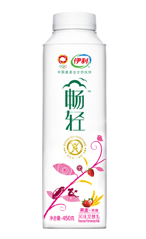 伊利畅轻利乐冠酸奶 有机燕麦 草莓 450g*1
