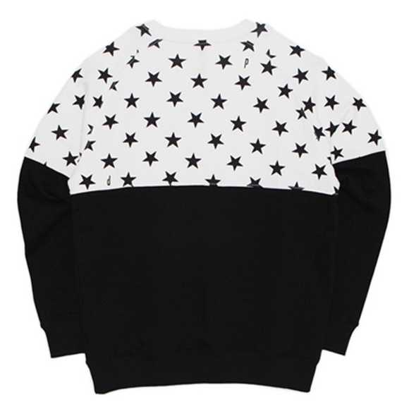 pitchblack韩国潮牌14秋冬新款男女星星黑白情侣套头衫长