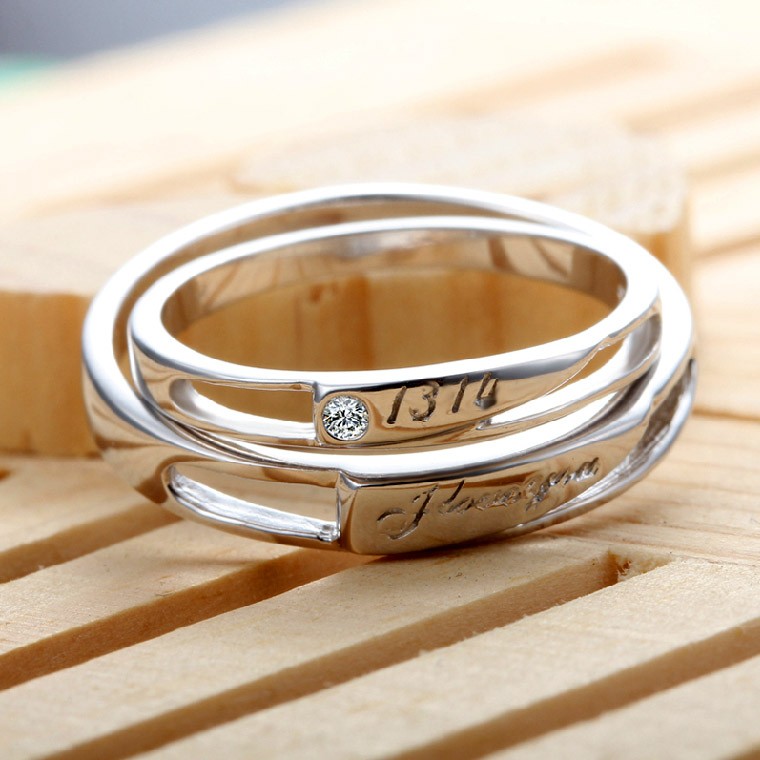 银饰925纯银 纯银情侣对戒 1314戒指纯银 戒指男女 个性礼物